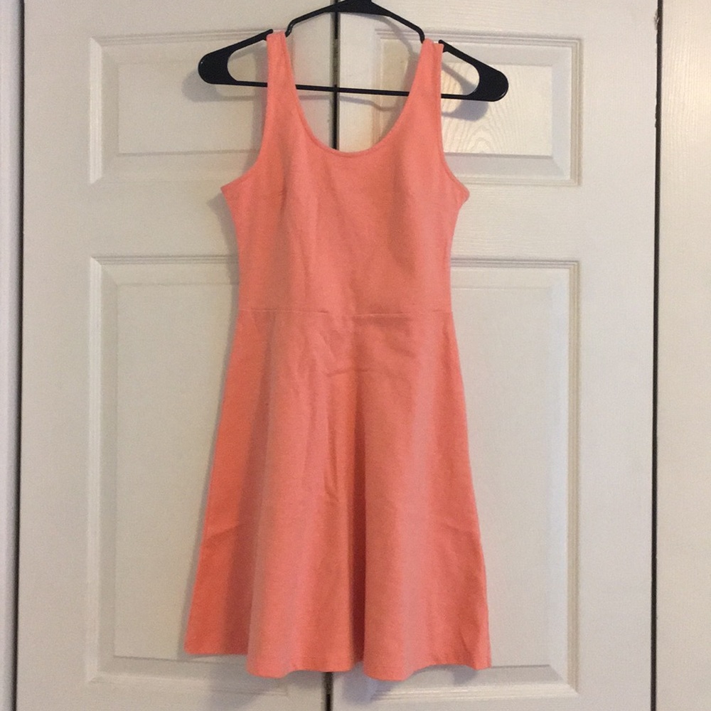 Vibrant Salmon/Peach Skater Style Dress